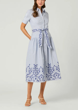 Finley Dress, Light Blue/Ivory