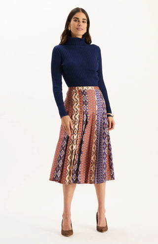 Fiona Silk Twill Pleated Skirt