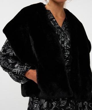 Gilet Oversized Fur, Black