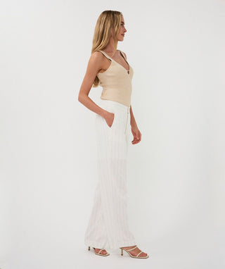 Singlet Ribbed Hook Lurex, Sand