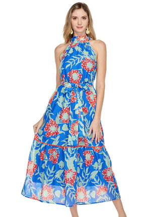 Trimmed Halter Maxi, Royal Red