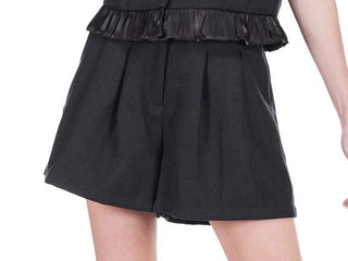 Pleated Elastic Back Short, Black