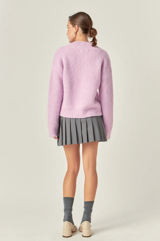 V-Neck Knit Sweater, Lilac