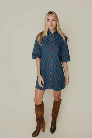 Dani Dress, Textured Denim