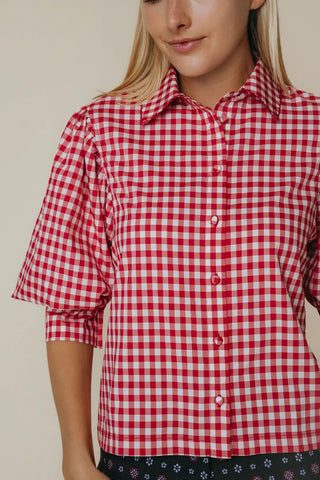 Strahley Top, Red & Cream Check