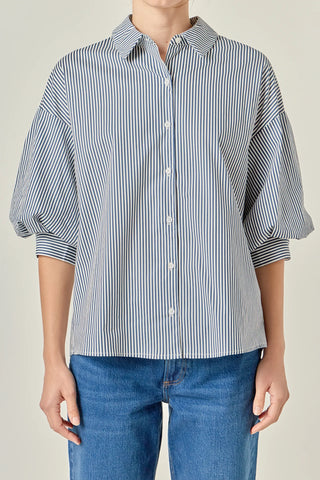 Striped Button Shirt, Navy