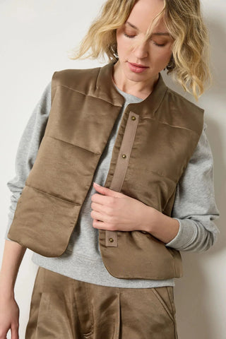 Satin Quilt Vest, Parsley