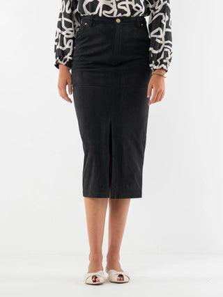 Suede Pencil Skirt, Black