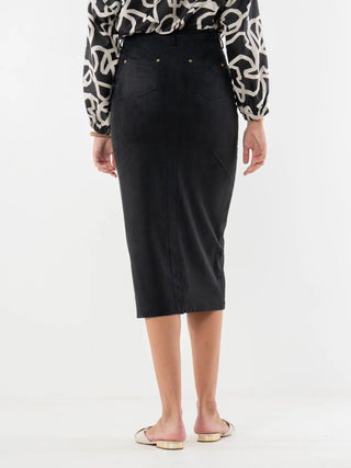 Suede Pencil Skirt, Black