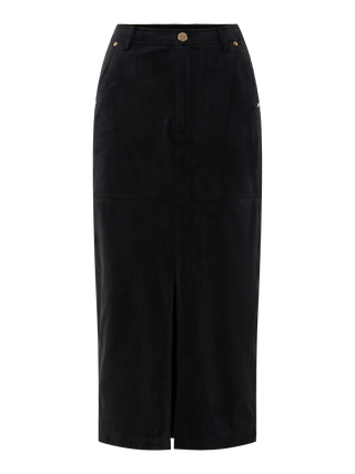 Suede Pencil Skirt, Black