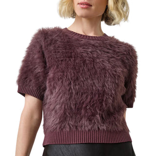 Short Sleeve Brushed Crewneck, Raisin