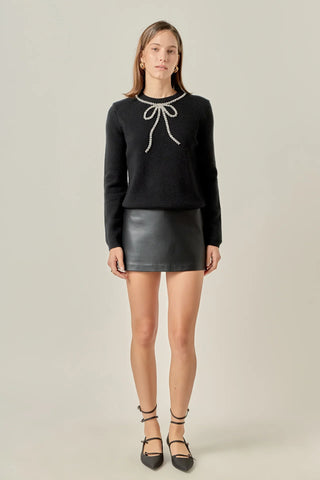 Rhinestone Bow Knit, Black