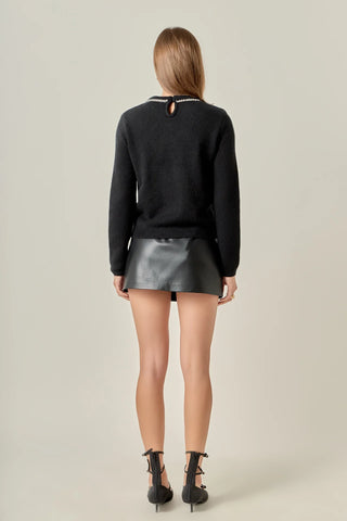 Rhinestone Bow Knit, Black