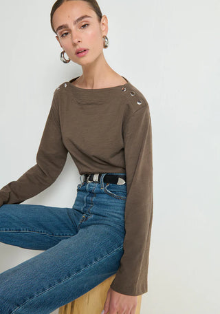 Rochelle Boatneck Tee, Espresso