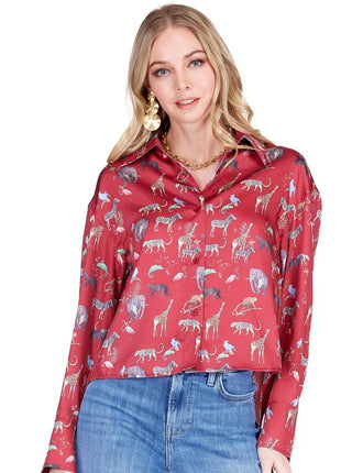 Crop Blouse, Red Safari