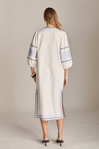Midi Dress, Blue/White