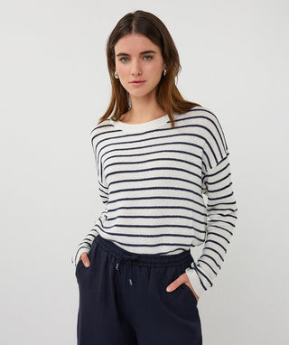 Sweater Stripe Slub, Off White/Navy