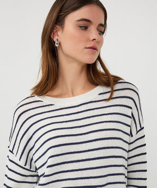 Sweater Stripe Slub, Off White/Navy