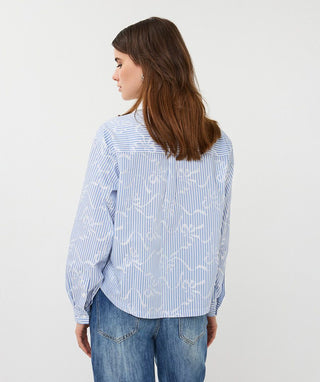 Blouse Striped Bows, White/Blue