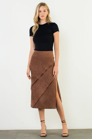 Long Suede Skirt, Mocha