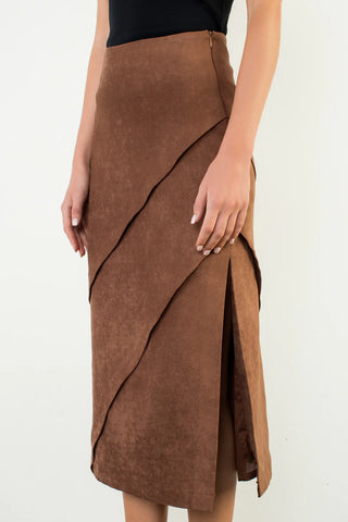 Long Suede Skirt, Mocha
