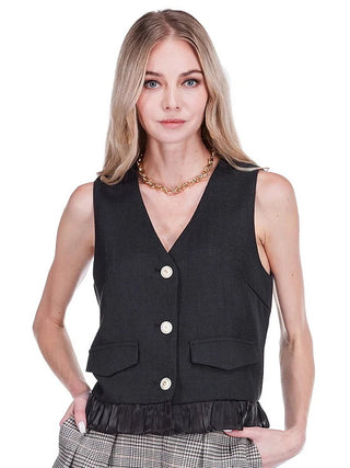 Ruffles Hem Vest, Black